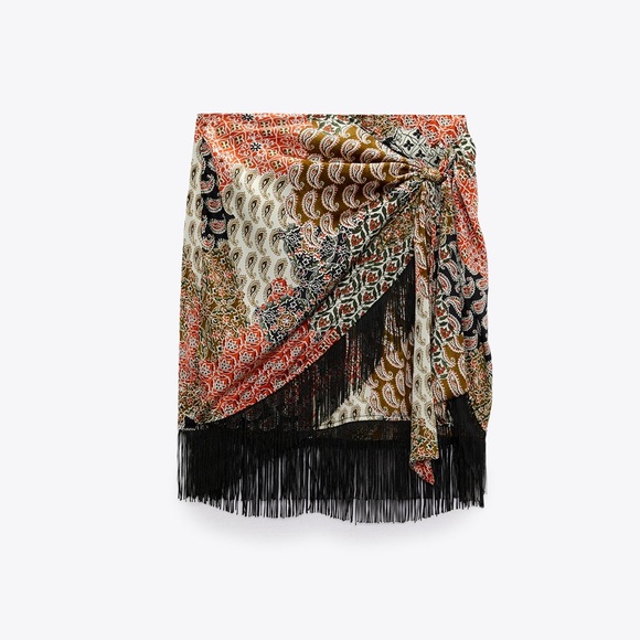 ZARA SARONG SKIRT FRINGING - Picture 6 of 7